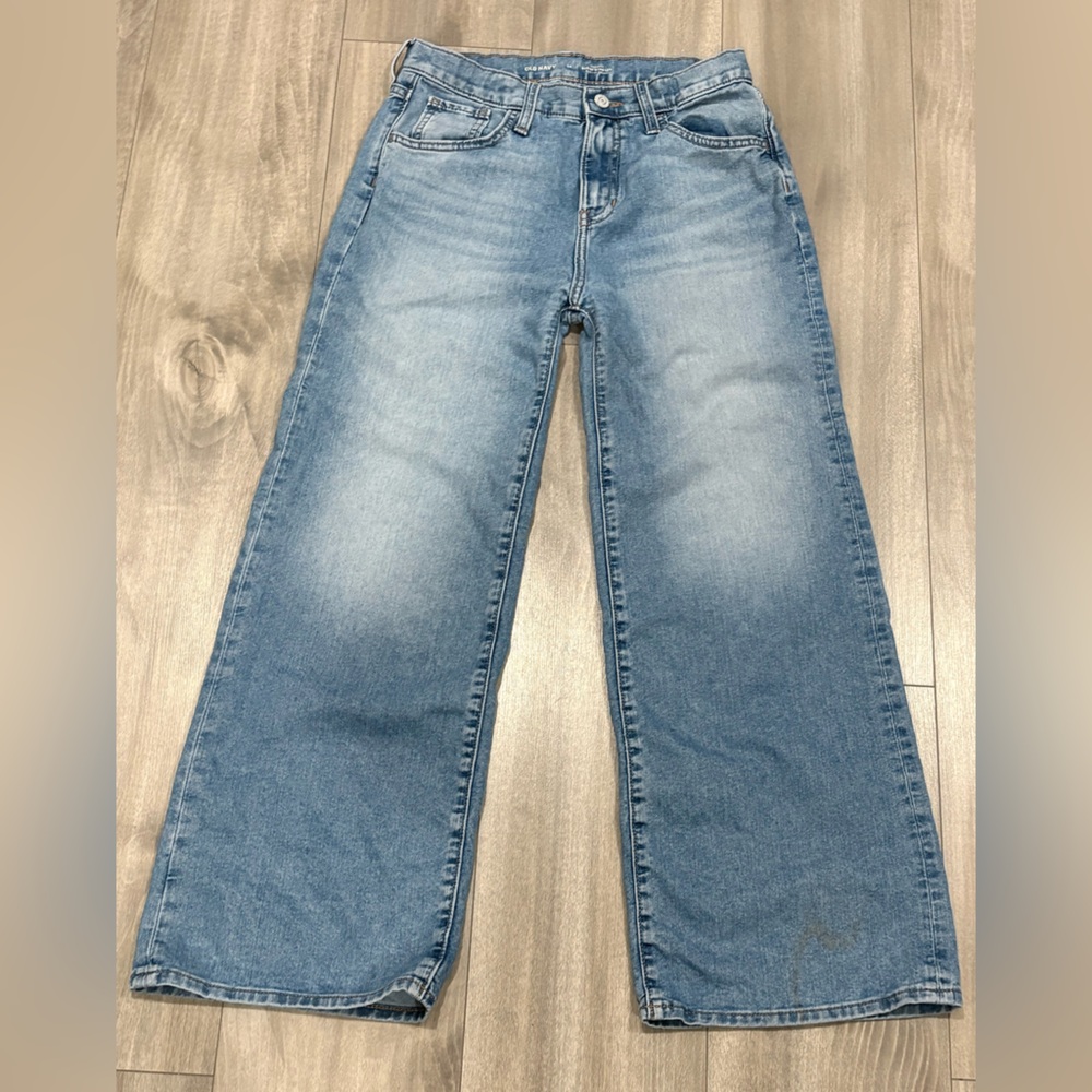 Old Navy Girl Light Blue High-Rise Baggy Wide Leg Jeans Size 14